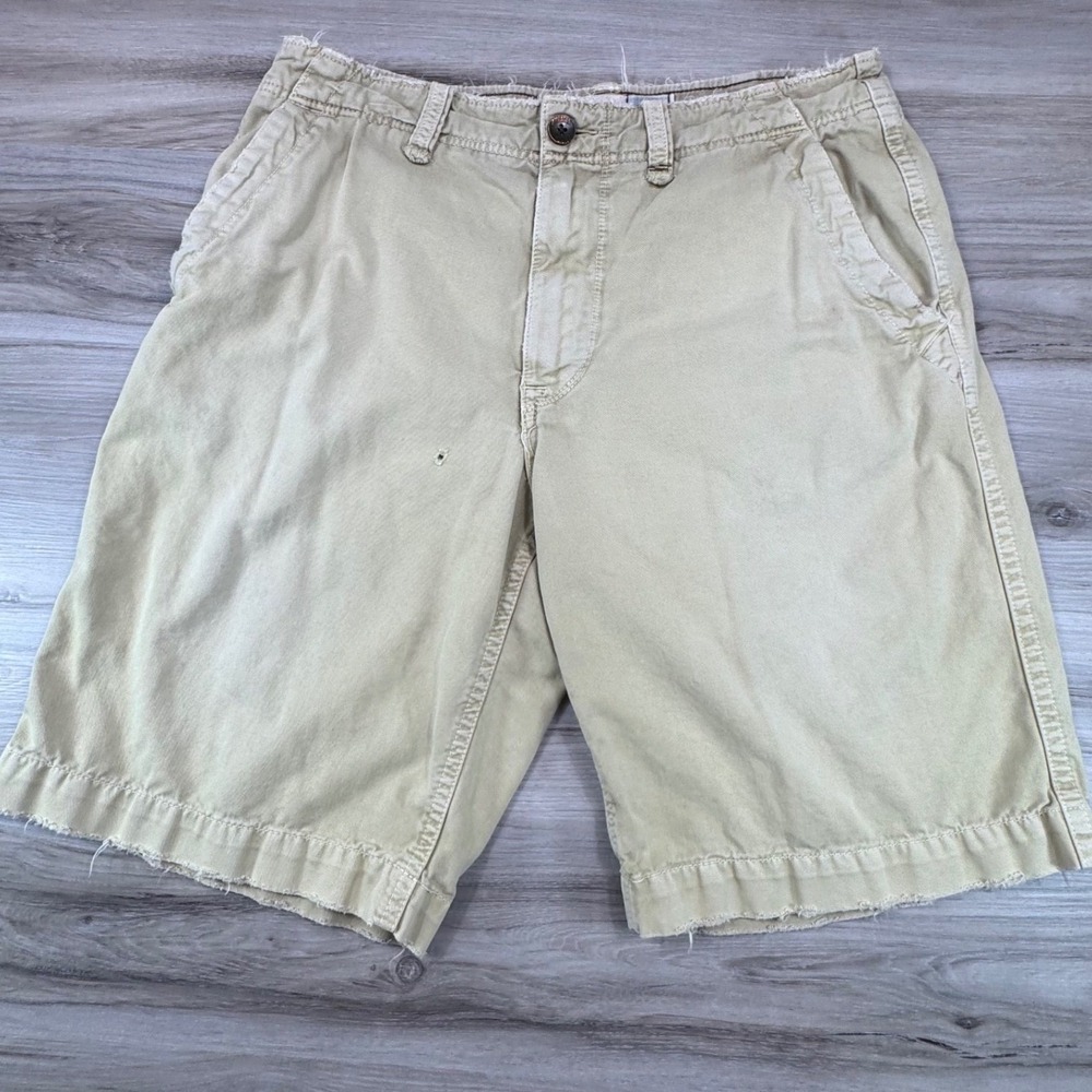 Vtg Y2K American Eagle Khaki Utility Shorts Mens 33 Distressed Raw Hem Gropcore